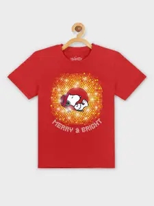 Kids Ville Boys Peanuts Printed Pure-Cotton T-Shirt