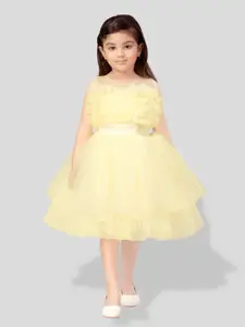 BAESD Girls Self Design Gathred Or Pleated Fit & Flare Dress