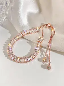 Shining Diva Fashion Rose Gold-Plated Crystals Wraparound Bracelet