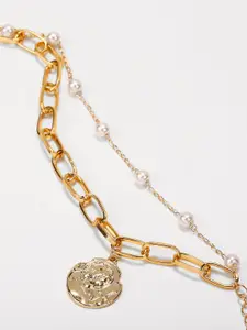 Shining Diva Fashion Women Pearls Gold-Plated Link Bracelet