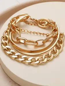 Shining Diva Fashion Women Set Of 4 Gold-Plated Multistrand Bracelet