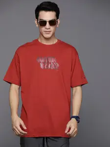 Allen Solly Sport Brand Logo Printed Drop-Shoulder Longline T-shirt