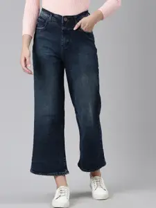 ZHEIA Women Wide Leg Light Fade Stretchable Clean Look Jeans