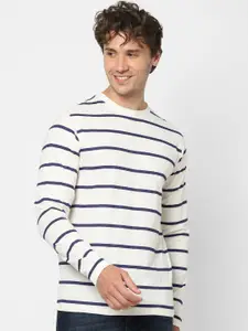 VASTRADO Striped Round Neck Cotton Casual T-Shirt