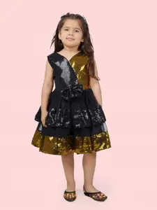 Bella Moda Girls Sequinned Embellished Satin Fit & Flare Dress