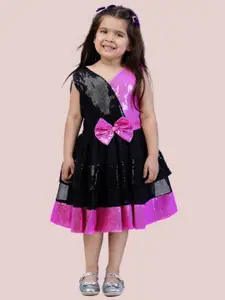 Bella Moda Girls Sequinned Embellished Satin Fit & Flare Dress