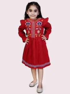 Bella Moda Girls Ethnic Motifs Cotton A-Line Dress