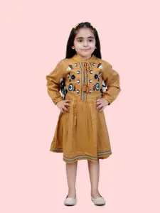 Bella Moda Ethnic Motifs Embroidered Fit & Flare Pure Cotton Dress