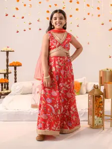 pspeaches Girls Printed Ready to Wear Lehenga & Blouse With Dupatta