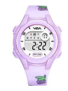 V2A Girls Printed Dial & Straps Digital Multi-Function Watch DK8215P-Berries-Lavender