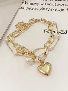 Shining Diva Fashion Gold-Plated Link Bracelet