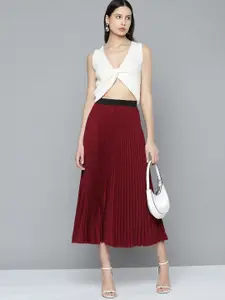 Chemistry Accordion Pleat Maxi Flared Skirt