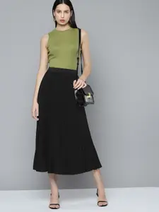 Chemistry Accordion Pleat Maxi Flared Skirt