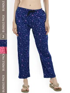 IndiWeaves Women Pack of 2 Printed Pure Cotton Lounge Pants