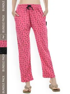 IndiWeaves Women Pack of 2 Pure Cotton Printed Lounge Pants