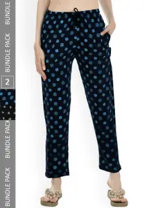 IndiWeaves Women Pack of 2 Printed Pure Cotton Lounge Pants
