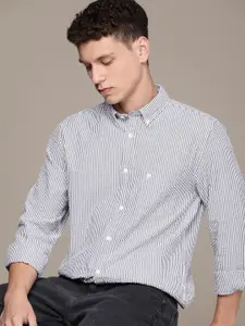 French Connection Men Pure Cotton Slim Fit Striped Casual Shirt