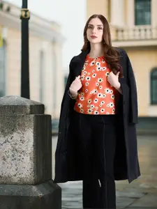 DressBerry  Floral Print  Puff Sleeves Top with Gathers