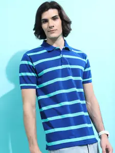 HIGHLANDER Striped Polo Collar Slim Fit T-shirt
