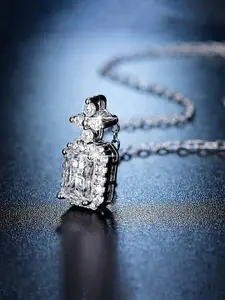 Jewels Galaxy Silver-Plated Crystals-Studded Necklace