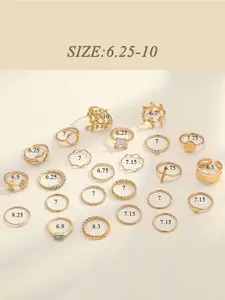 Jewels Galaxy Set Of 24 Gold-Plated Stone Studded Finger Rings