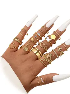 Jewels Galaxy Set Of 24 Gold-Plated Stone Studded Finger Rings