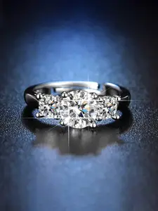 Jewels Galaxy Silver-Plated Crystal Studded Adjustable Ring