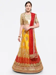 MANVAA Embroidered Semi-Stitched Lehenga & Unstitched Blouse With Dupatta
