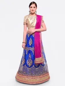 MANVAA Embroidered Semi-Stitched Lehenga & Unstitched Blouse With Dupatta