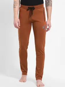Sweet Dreams Men Brown Relaxed-Fit Straight Leg $-Way Stretch Lounge Pant