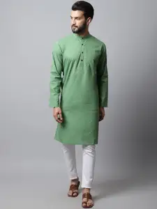 even Woven Design Band Collar Kurta