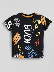 Ginie Boys Typography Printed Cotton T-Shirt