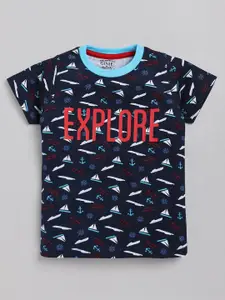 Ginie Boys Conversational Printed Pure Cotton T-shirt