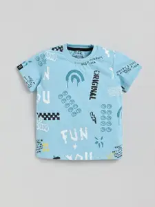 Ginie Boys Typography Printed Pure Cotton T-shirt