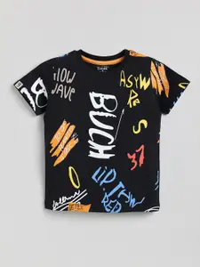 Ginie Boys Typography Printed Cotton T-shirt