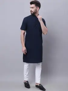 even Men Pure Cotton Band Collar Dobby Kurta