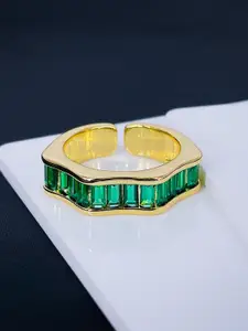 ZIVOM Gold-Plated CZ-Studded Ring