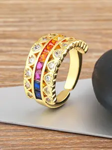 ZIVOM 18KT Gold-Plated CZ-Studded Ring