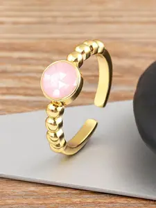 ZIVOM 18KT Gold-Plated Mother Of Artificial CZ-Studded Ring