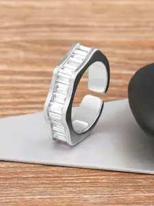 ZIVOM Silver-Plated CZ-Studded Ring