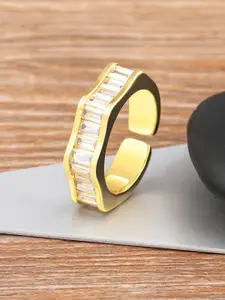 ZIVOM 18KT Gold-Plated Anti Tarnish CZ-Studded Ring