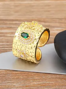 ZIVOM 18KT Gold-Plated CZ-Studded Ring