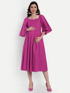 Aaruvi Ruchi Verma Maternity Cotton Fit & Flare Midi Dress