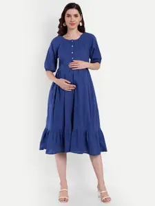 Aaruvi Ruchi Verma Maternity Cotton Fit & Flare Midi Dress