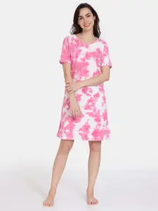 Zivame Tie And Dye Printed Pure Cotton Nightdress