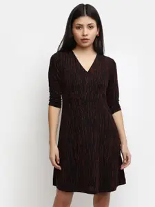 V-Mart Self Design V-Neck Cotton Wrap Dress