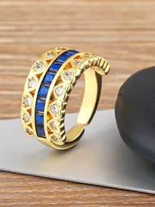 ZIVOM 18KT Gold-Plated CZ-Studded Ring