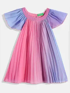 United Colors of Benetton Girls Ombre Pleated A-Line Dress