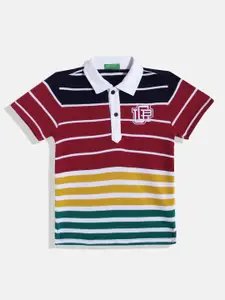 United Colors of Benetton Boys Pure Cotton Striped Polo Collar T-shirt