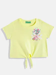 United Colors of Benetton Girls Pure Cotton Floral Print Top